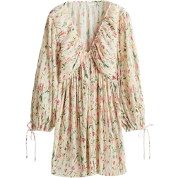 H&M Plissé Dress - White/Floral