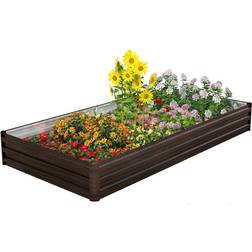 Costway Metal Raised Garden Bed 240 x 120 x 30 cm - Brown