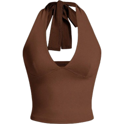 Shein Solid Color Sleeveless Backless Tank Top Summer Casual