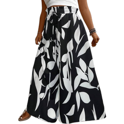 Shein Plus Graphic Print Paperbag Waist Wide Leg Pants