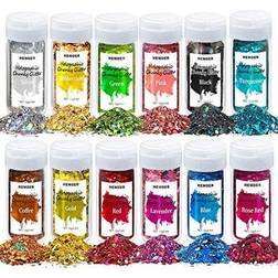 HEMOER holographic chunky glitter, 12 colors chunky glitter assorted colors