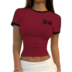 Shein Mens Casual Contrast Color Digit Print Slim Fit TShirt Summer