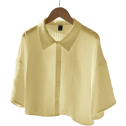 Shein Yellow Woven Cropped Blouse For Women