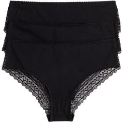 H&M Cotton Lace Hipster Briefs - Black