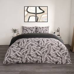 OHS Tropical Leaf Duvet Cover White, Black (200x135cm)