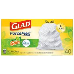 Glad ForceFlex Tall Kitchen Trash Bags, 13 Drawstring, Gain 13gal