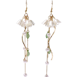 Shein Faux Pearl Decor Flower Drop Earrings
