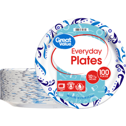 Great Value Everyday Disposable Paper Plates 10" White 100 Count