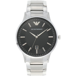 Emporio Armani DreizeigerDatumswerk, 43mm Silbernes Edelstahlgehäuse mit Edelstahlarmband, AR11181
