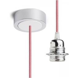 Rendl HEX Pendelsæt Krom Hvid Rosette Rød Hvid Stofledning Pendel ∅ 8cm