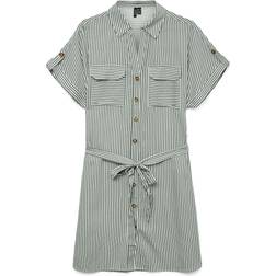 Vero Moda Vmbumpy Short Dress With Pockets - Khaki Stripe