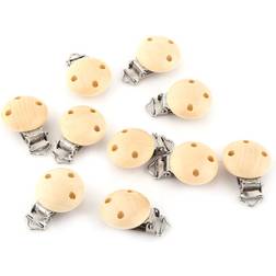 Zeblaze Cute Round Wood Natural Baby Pacifier Clip Charm 10pcslot