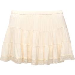 Pull&Bear Lace Detail Tiered Mini Skirt Co-Ord - Ecru