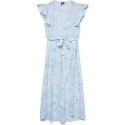 Vero Moda Vmpage S/L Long Wrap Dress - Airy Blue