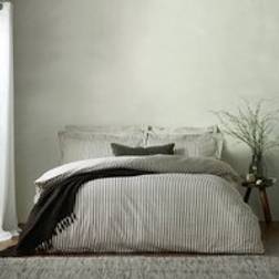 Yard Hebden Mélange Stripe Cotton Set Duvet Cover Black