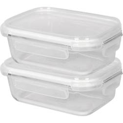 Harbour Housewares Glass Storage Containers with Lids 640ml Pack of 2 Clear Food Container