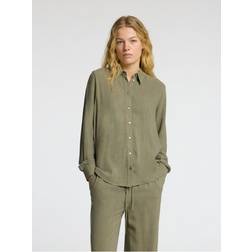 Selected Femme Slfviva LS Shirt Vetiver - Grön