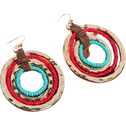 Shein 1pair Zinc Alloy Bead Decor Color Block Round Drop Earrings For Women For Daily Life