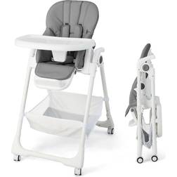 Costway Baby Highchair with Safe Adjustable and Folding Design Grey