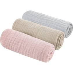 Sleepee Muslin Cotton Wipes 3-Pack Grey/Sand/Rose
