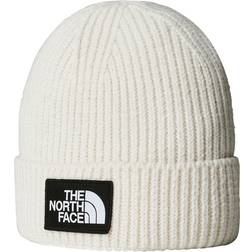 The North Face Logo Box Cuffed Beanie - White Dune