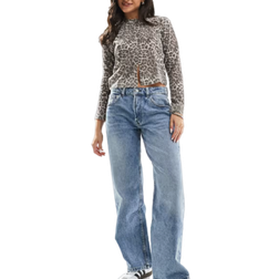 ASOS DESIGN Weite Boyfriend-Jeans in mittlerer Waschung mit mittelhohem Bund-Blau
