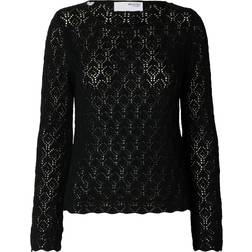 Selected Femme SLFNiva LS Knit O-neck - Black