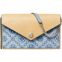 Tory Burch T Monogram Denim Envelope Chain Wallet - Seltzer