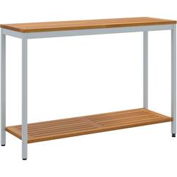 vidaXL Udendørs Bord Naturlig Grå 35x110x75 cm Massivt Træ og Stål