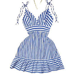 Shein Casual Stripe Printed TieFront Sleeveless Dress