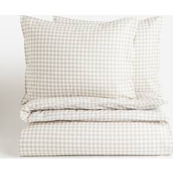 H&M Gemusterte Bettwäsche Für Doppelbett Braun 200x200 80x80 Bettbezug Braun (200x200cm)