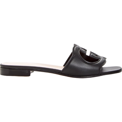 Gucci Leather Logo Cutout Flat Sandals BLACK 12B