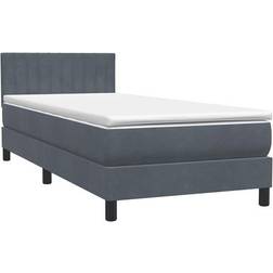 vidaXL Resårsäng Med Madrass Mörkgrå 90x220 cm Sammet Kontinentalsäng 90x220cm