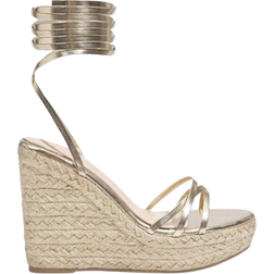 Shein Cuccoo Thick Bottom Wedge Heel Strappy Sandals For Summer Gold EUR36,EUR37,EUR38,EUR39,EUR40,EUR41