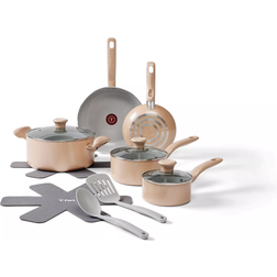 T-fal 12 pc Simply Cook Ceramic Beige Cookware Set with lid 12 Parts