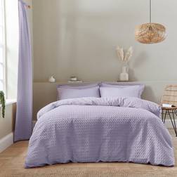 Dunelm Emerson Waffle Duvet Cover Purple (220x230cm)