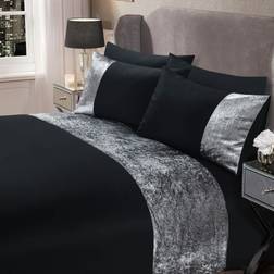 Sienna Crushed With Pillow Case Set - / King Duvet Cover Black (230x220cm)