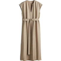 H&M Midikleid Mit Gürtel - Braun