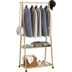 Homcom Bamboo Rail with 2 Shelves Clothes Rack 214.6x158cm
