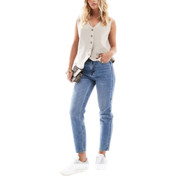 Only Emily Mellanblå raka jeans med hög midja