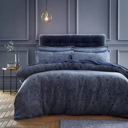 Dunelm Haven Paisley Chenille Duvet Cover Blue (200x200cm)