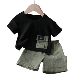 Shein Baby Boy Casual Cargo Pocket Design TShirt Shorts Set Summer Outfits