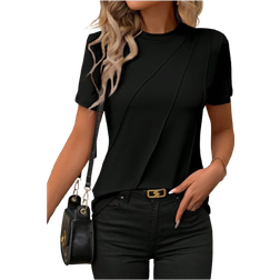 Shein Womens Summer Solid Color Round Neck Short Sleeve SlimFit Casual TShirt