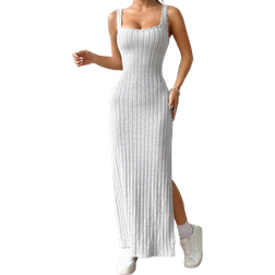 Shein Womens Solid Color Simple Daily Split Hem Dress