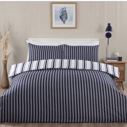 my home Ocean Stripe Set - Navy - Double Duvet Cover Blue
