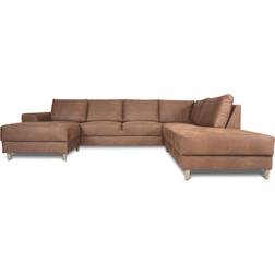 Ebuy24 Nordic U-Soffa Högervänd Cognacfärgad Läder Soffa 288cm 4-sits