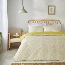 Dunelm Annie Floral 144 Thread Count Duvet Cover Set Bed Linen Yellow (260x220cm)