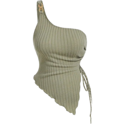 Shein Damen Große Größen Tank Top mit asymmetrischem Saum, armeegrün