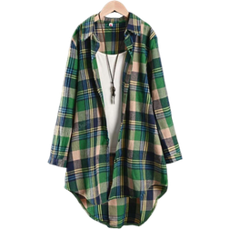 Shein Women's Autumn Plaid Shirt With Rolled Sleeve