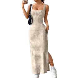 Shein Solid Color Twist Back Cutout Dress - Women's